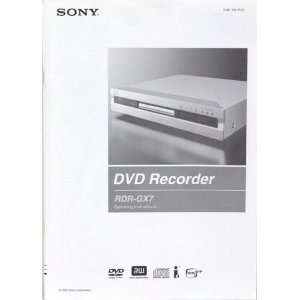  Sony DVD Recorder RDR GX7 Operating Instructions Manual 