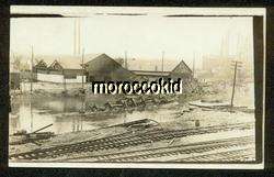 AKRON BRINKHAVEN OH 1913 RARE RPPC FLOOD MILL RAILROAD  