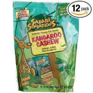 Safari Sensations Kangaroo Cashew, 8 Count, 1 Ounce Bags (Pack of 12)