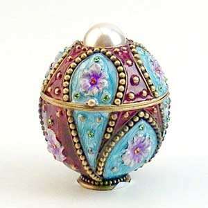   Gold Plated Enamel Clementine Faberge Style Egg Keepsake Box Jewelry