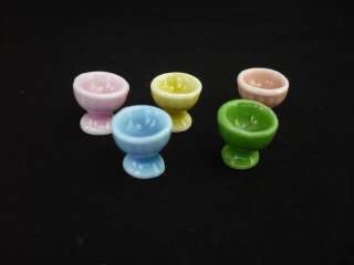 Colorful Ceramic Ice Cream Cups or Egg Cups Dollhouse Miniatures