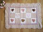 chic love heart patchwork quilted cotton mat rug 70cm returns