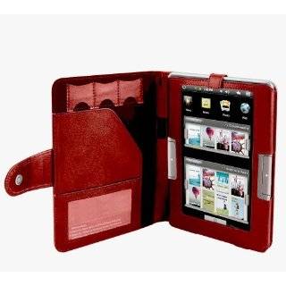 Navitech Genuine Red Napa Leather Flip Open Book Style Carry Case 