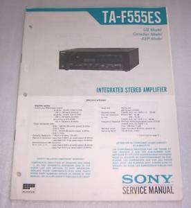 SONY TA F555ES INTEGRATED AMPLIFIER MANUAL & BULLETIN  