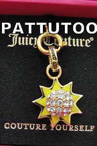 2012 NEW JUICY COUTURE PAVE SUN MINI GOLD BRACELET CHARM IN TAGGED 