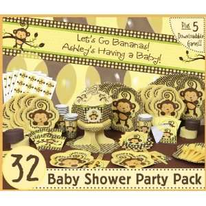  Monkey Neutral   32 Baby Shower Party Pack Toys & Games