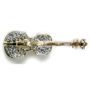   Cello Pin with Cubic Zirconia Gemstone   Cello Brooch Toys & Games