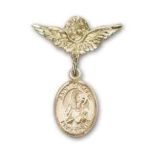 Gold Filled Baby Badge with St. Andrew the Apostle Charm and Angel w 
