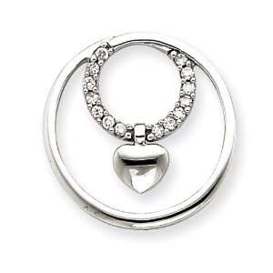  14k White Gold Diamond Circle Heart Pendant Jewelry