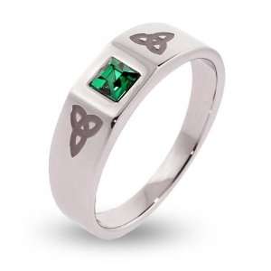  Celtic Trinity Knot Ring with Emerald CZ Size 7 (Sizes 7 8 