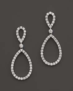 Roberto Coin Diamond and 18K White Gold Teardrop Earrings, 1 ct. t.w.