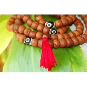  Tibetan Bodhi Seed Mala for Meditation with Dzi Beads 