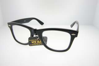 Large Clear Lens Wayfarer Nerd Glasses with Horn Rimmed Frames  