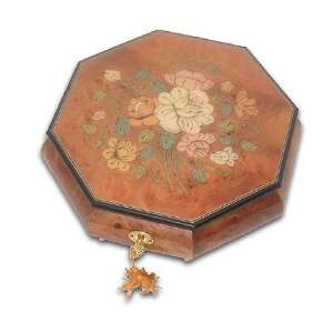   Floral Theme Hand Inlaid Music Jewelry Box 30 Note 