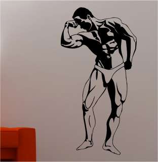   BODYBUILDER muscle sports wall art sticker vinyl bedroom gym  