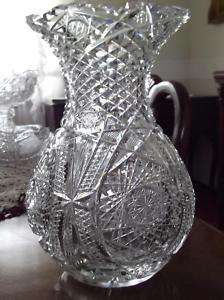 1900 Early American lead crystal cut Bowling pin vase  