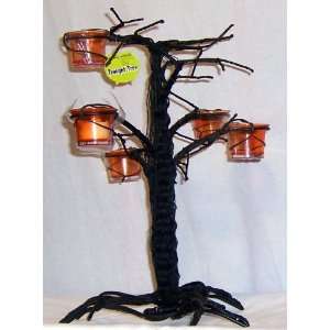 Target Upscale Halloween Tealight Tree Metal Twisted with Orange Glass 