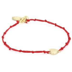  Ettika Gold Colored Heart Charm Red Knotted Silk Thread 