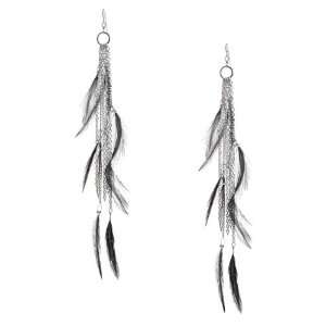  G by GUESS Whispy Feather and Chain Earrings, SILVER 