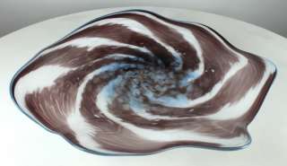 HOLDMAN STUDIOS  Hand Blown Art Glass Platter in Purple, Blue, and 