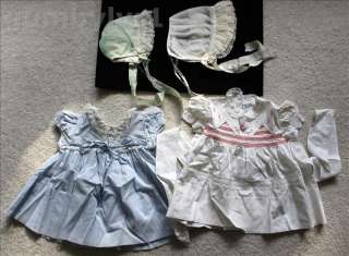 Vintage Girls~Infant~Toddler Dress Lot With Bonnets~Doll  