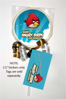   ANGRY BIRDS Birthday Party Favor Personalized LOLLIPOP STICKERS  