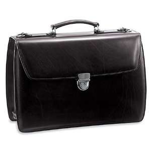   Gusset Flap Over Leather Briefcase by Jack Georges