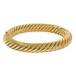   Yellow Gold 10mm Hinged Spiral Bangle   7 Inch   JewelryWeb Jewelry