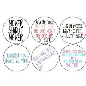  Set of 6 JUSTIN BIEBER QUOTES Mini 1.25 Magnets 