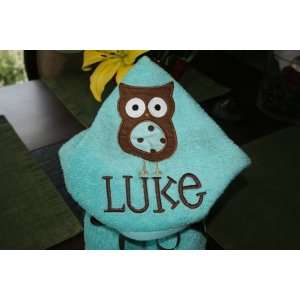  Boys Personalized Owl Hooded Towel Baby