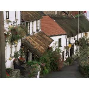 The Rising Sun Hotel and Thatched Buildings, Lynmouth, Devon, England 