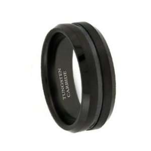 8mm Mens Tungsten Carbide Wedding Band Ring with Black Matte Finish 