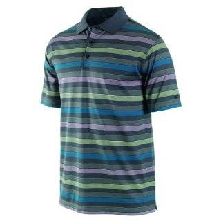 NIKE Mens Tiger Woods Collection Dri FIT Fine Rugby Stripe Golf Polo 