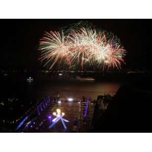 Fireworks Light Up the Night Sky after the Opening Ceremony for the 