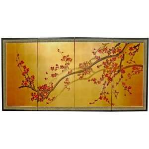   Japanese Plum Blossom Gold Leaf Wall Screen Painting