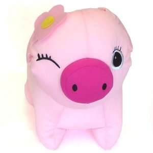   Micro Beads Cute Winked Eye Pink Pig Cushion/ Pillow 