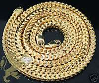 MENS YELLOW GOLD THICK FRANCO CUBAN CHAIN NECKLACE 36IN  