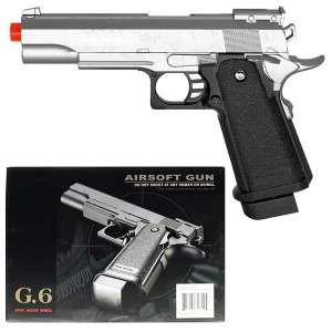 G6 320 FPS New Silver Metal Heavy Airsoft Pistol Spring Hand gun 