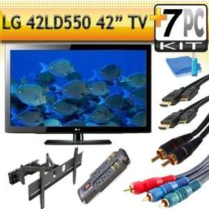 120Hz LCD HDTV with Articulating Wall Mount & 9 Outlet Surge Protector 