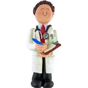  3194 Doctor Male Brunette Personalized Christmas Ornament 