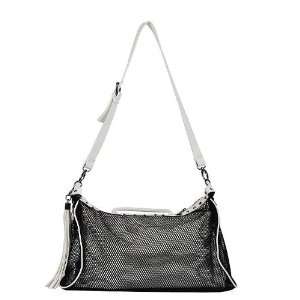 White Vieta ISABEL Shoulder Bag ~ Faux Leather and Net Material Ladies 