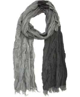 Amicale grey and black merino wool colorblock crinkled scarf   