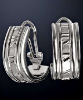 Tiffany & Co. silver Atlas roman numeral j hoop earrings   