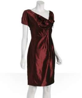 Vera Wang Lavender Label rust silk taffeta asymmetrical dress 