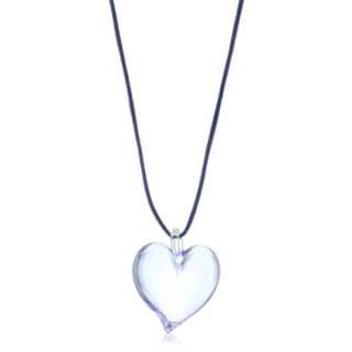 Yummi Glass Murano Glass Blue Color Small Heart Pendant Necklace 
