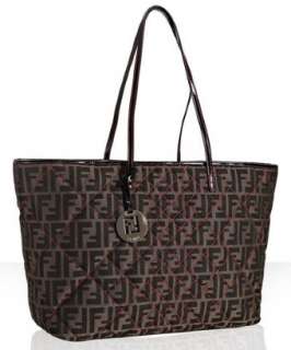 Fendi tobacco quilted zucca Roll large tote  