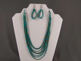 2tone metallic seed bead 8 strand bib multi line necklace beaded 