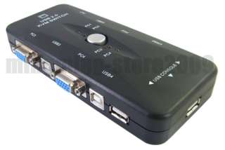 USB 2.0 KVM 4 PORT Selector VGA Keyboard Mouse Switch Box #322