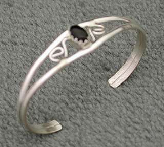 Navajo Sterling Silver Onyx Baby Bracelet NEW  