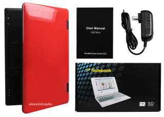   Android 2.2 Mini Netbook Notebook Laptop 709A 4GB HD 800Mhz 32 Bit Red